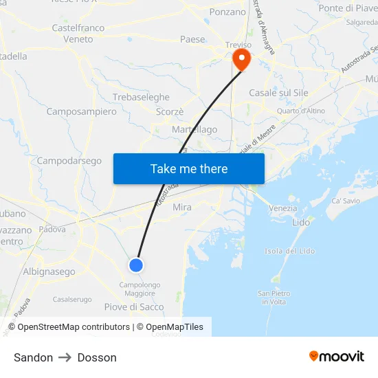 Sandon to Dosson map