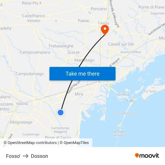 Fosso' to Dosson map