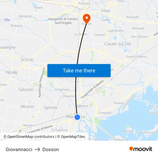 Giovannacci to Dosson map