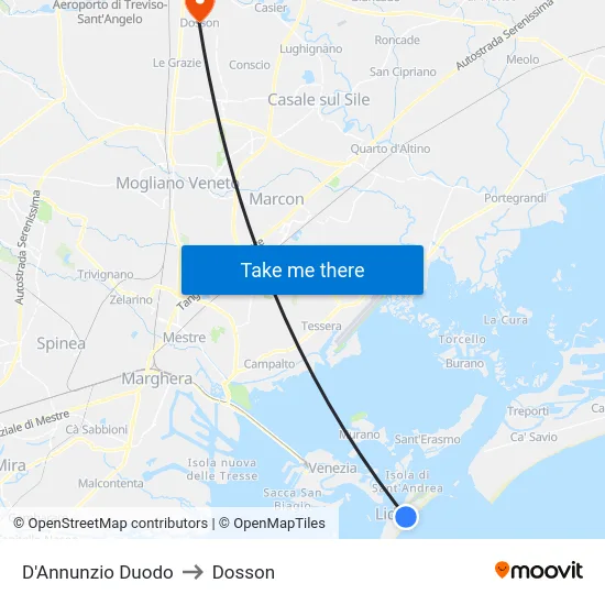 D'Annunzio Duodo to Dosson map