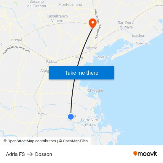 Adria Railway Station to Dosson map