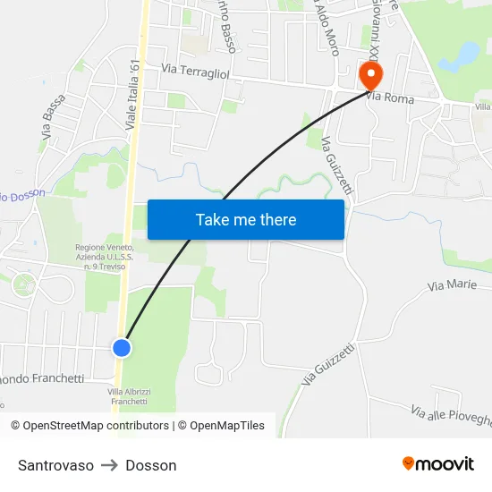 Santrovaso to Dosson map