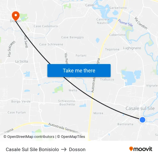 Casale Sul Sile Bonisiolo to Dosson map