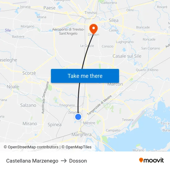 Castellana Marzenego to Dosson map