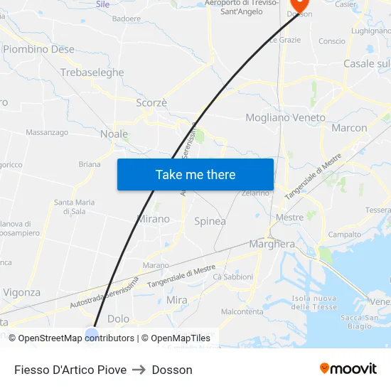 Fiesso D'Artico Piove to Dosson map