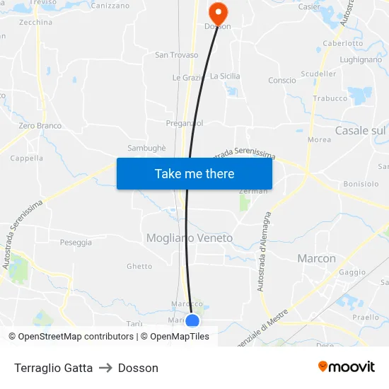 Terraglio Gatta to Dosson map