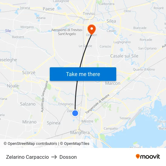 Zelarino Carpaccio to Dosson map