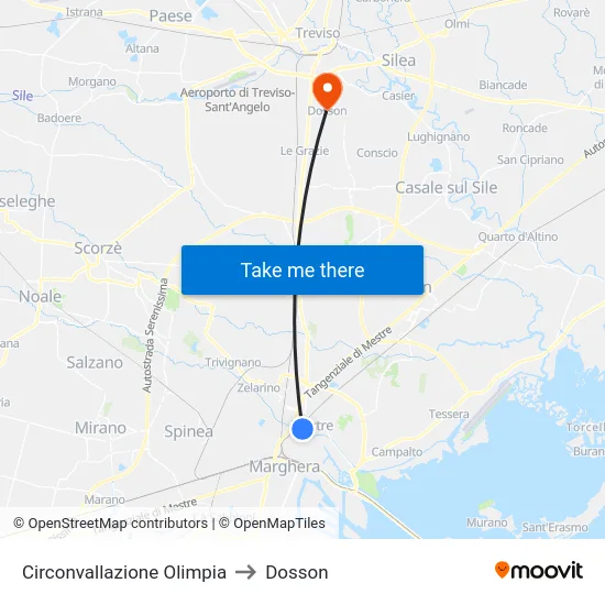 Circonvallazione Olimpia to Dosson map