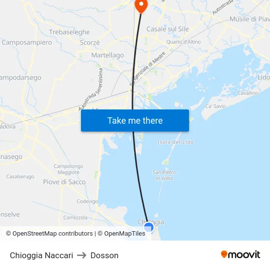 Chioggia Naccari to Dosson map