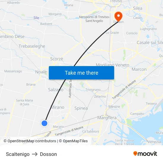 Scaltenigo to Dosson map