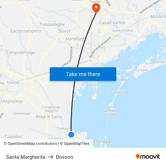 Santa Margherita to Dosson map
