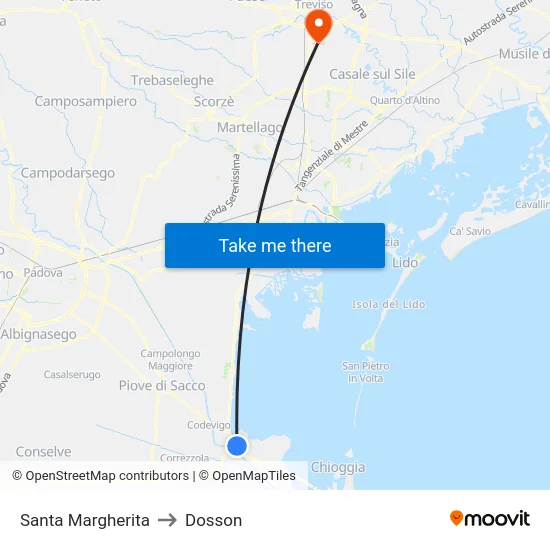 Santa Margherita to Dosson map