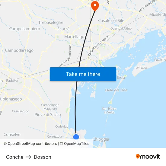 Conche to Dosson map