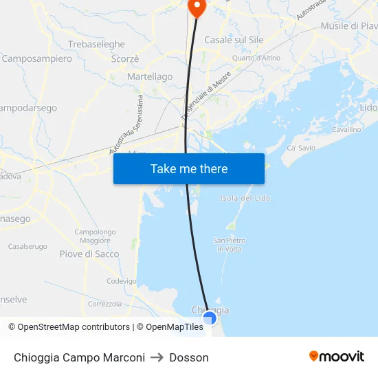 Chioggia Campo Marconi to Dosson map