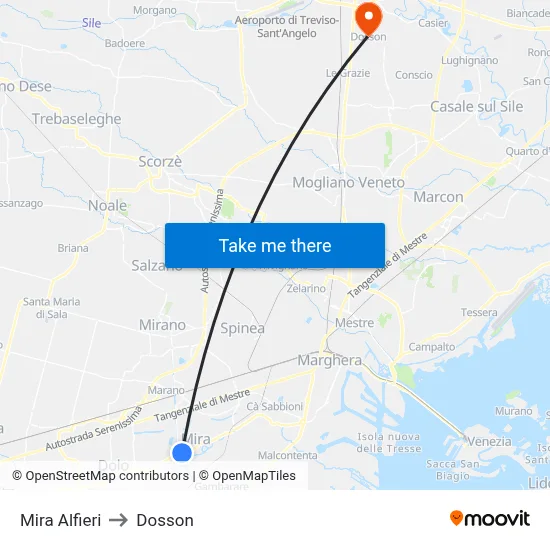 Mira Alfieri to Dosson map