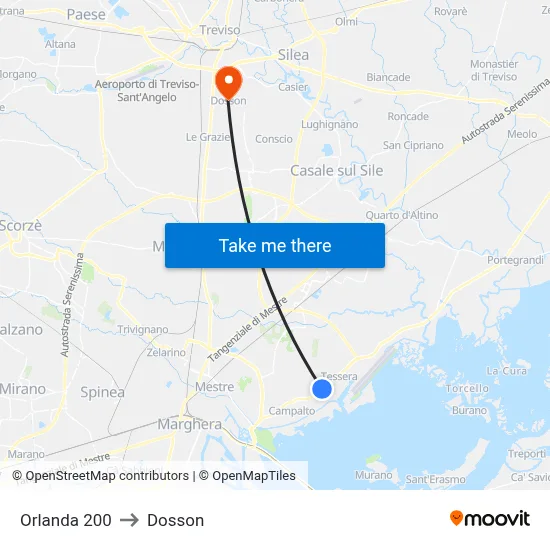 Orlanda 200 to Dosson map
