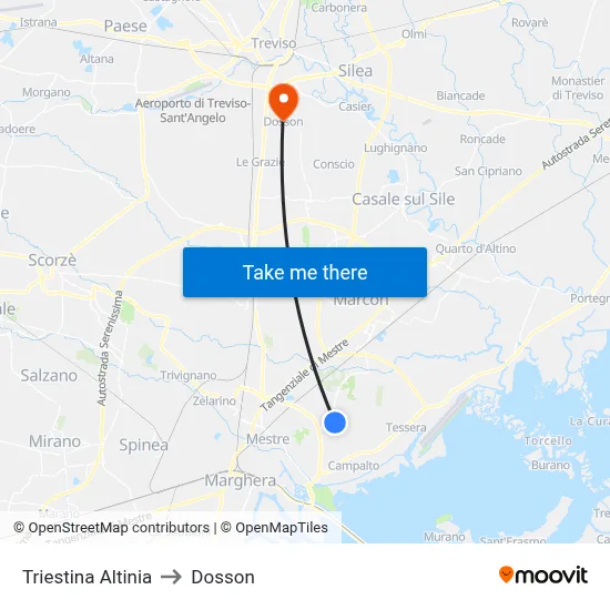 Triestina Altinia to Dosson map