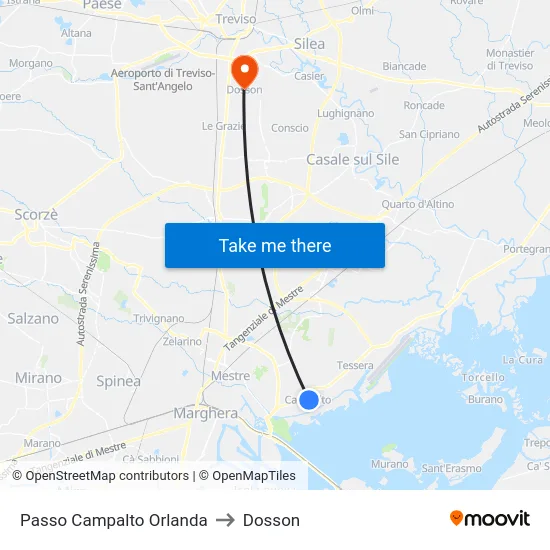 Passo Campalto Orlanda to Dosson map