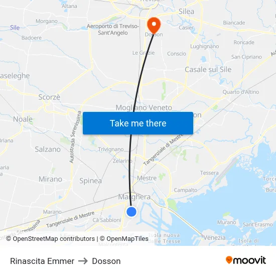 Rinascita Emmer to Dosson map