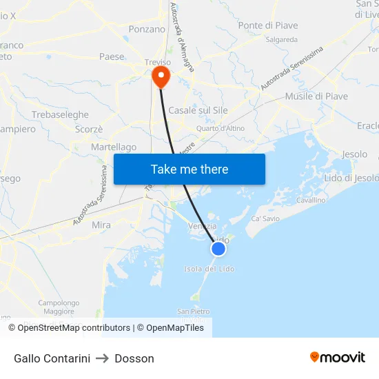 Gallo Contarini to Dosson map