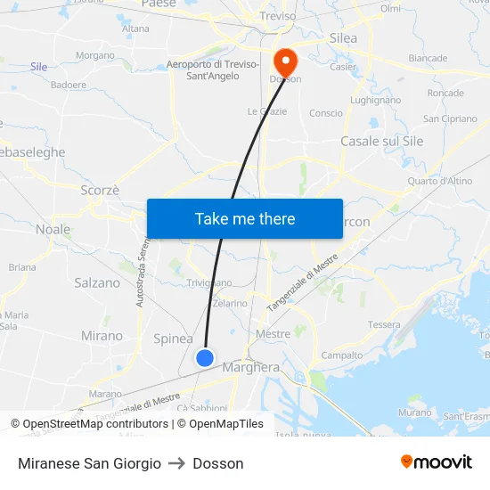 Miranese San Giorgio to Dosson map