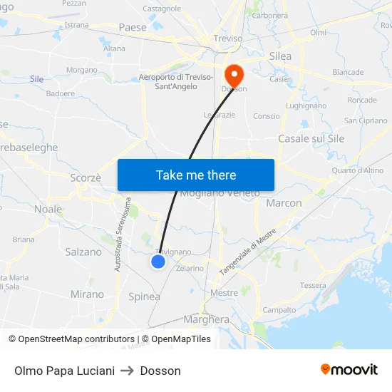 Olmo Papa Luciani to Dosson map