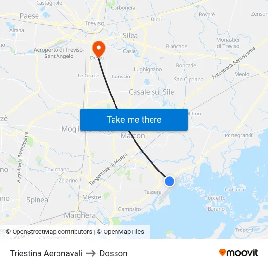 Triestina Aeronavali to Dosson map