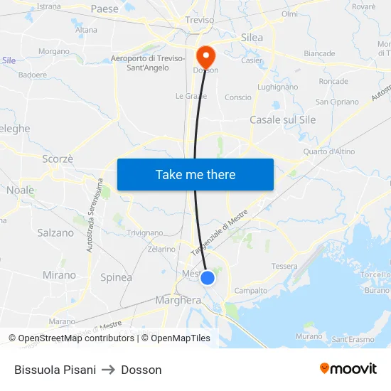 Bissuola Pisani to Dosson map