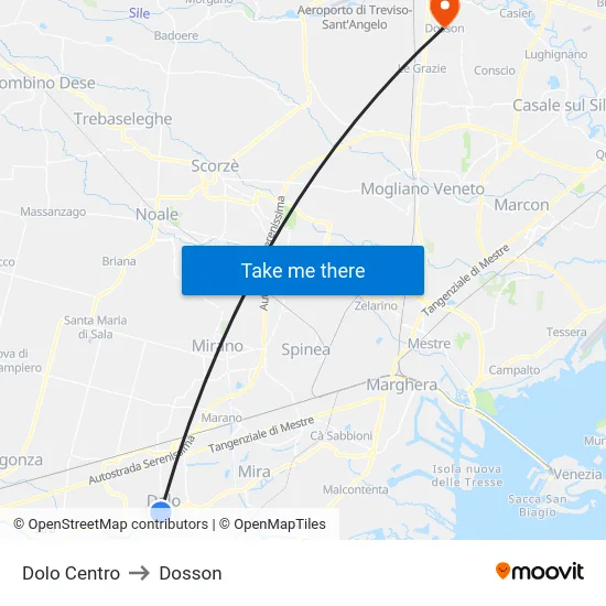 Dolo Centro to Dosson map