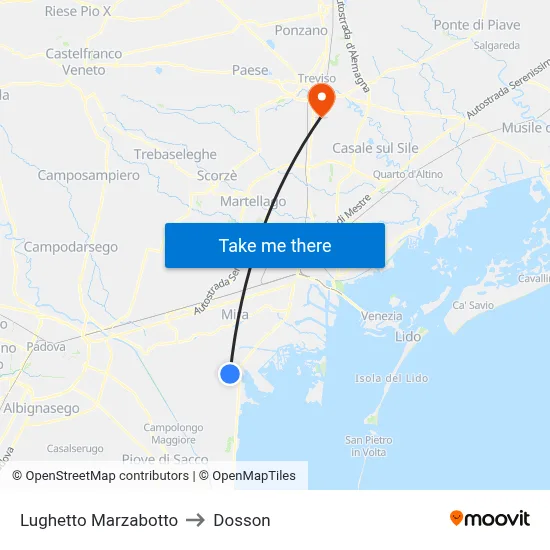 Lughetto Marzabotto to Dosson map