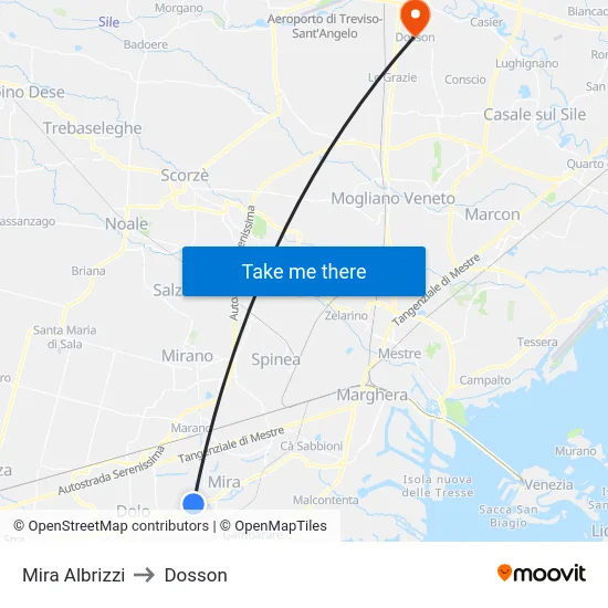 Mira Albrizzi to Dosson map