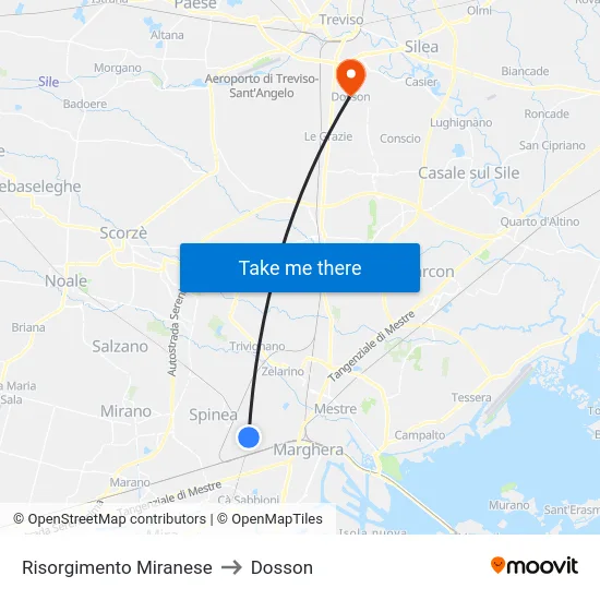 Risorgimento Miranese to Dosson map