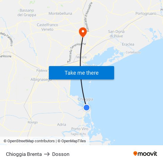 Chioggia Brenta to Dosson map