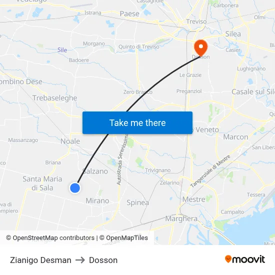 Zianigo Desman to Dosson map
