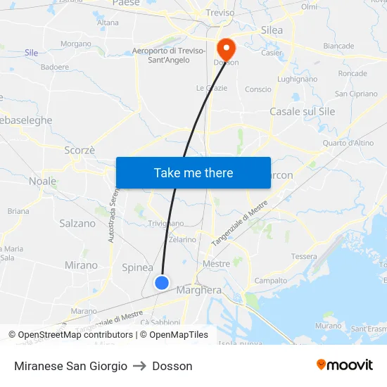 Miranese San Giorgio to Dosson map