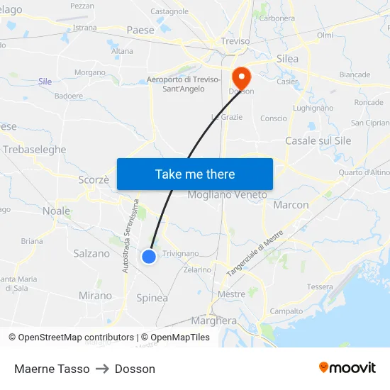Maerne Tasso to Dosson map