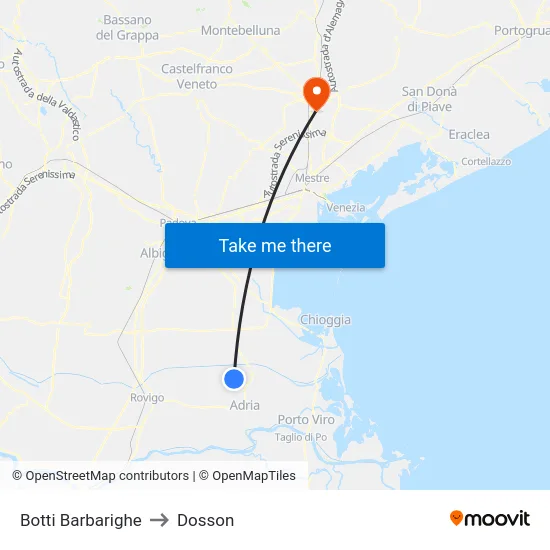 Botti Barbarighe to Dosson map