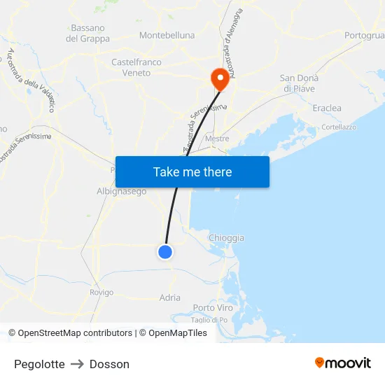 Pegolotte to Dosson map