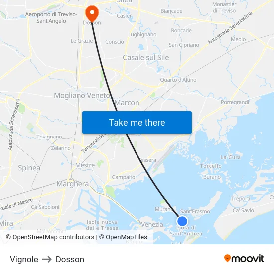 Vignole to Dosson map