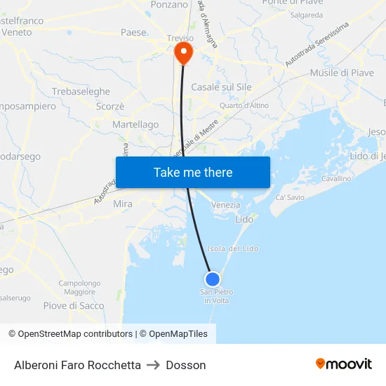 Alberoni Faro Rocchetta to Dosson map
