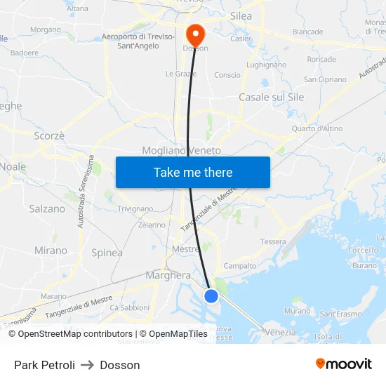 Park Petroli to Dosson map