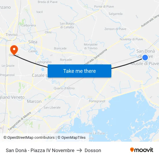 San Donà - Fourth November Square to Dosson map