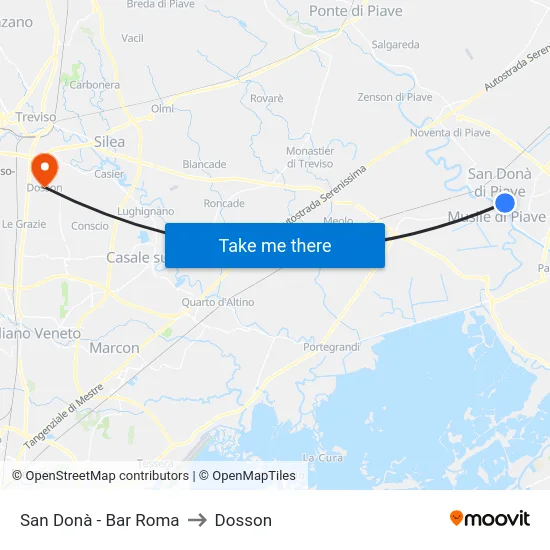 San Donà - Bar Roma to Dosson map