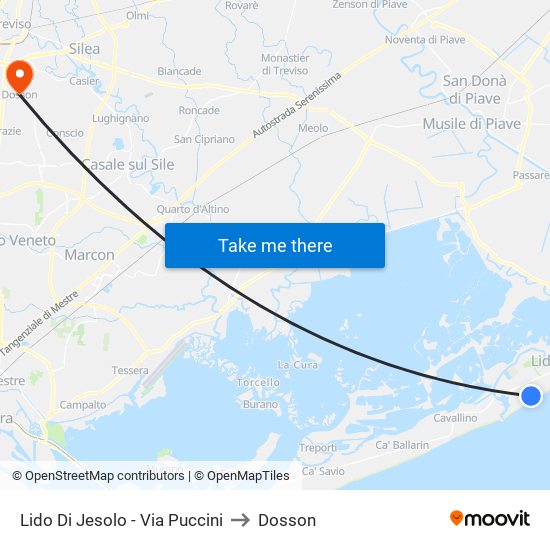 Lido Di Jesolo - Via Puccini to Dosson map