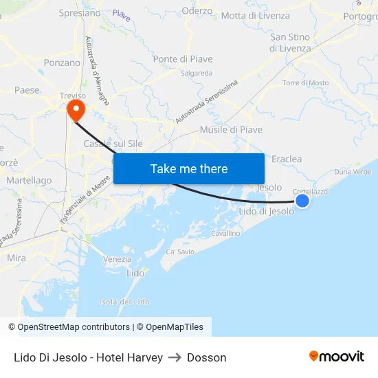 Lido Di Jesolo - Hotel Harvey to Dosson map