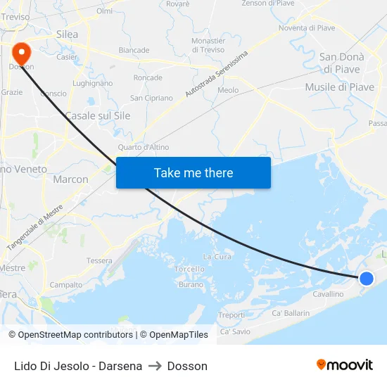 Lido Di Jesolo - Darsena to Dosson map