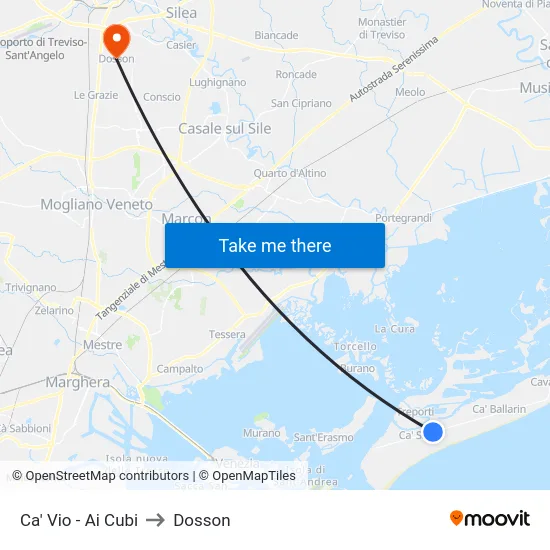 Ca' Vio - Ai Cubi to Dosson map
