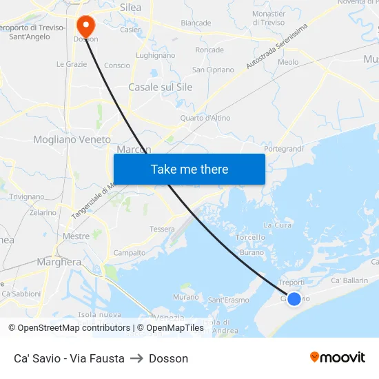 Ca' Savio - Via Fausta to Dosson map