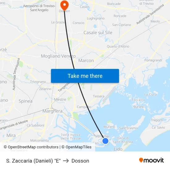 St. Zaccaria (Danieli) "E" to Dosson map
