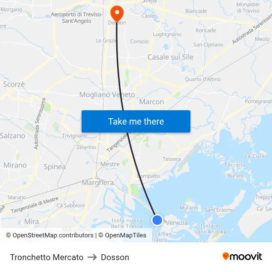 Tronchetto Market to Dosson map